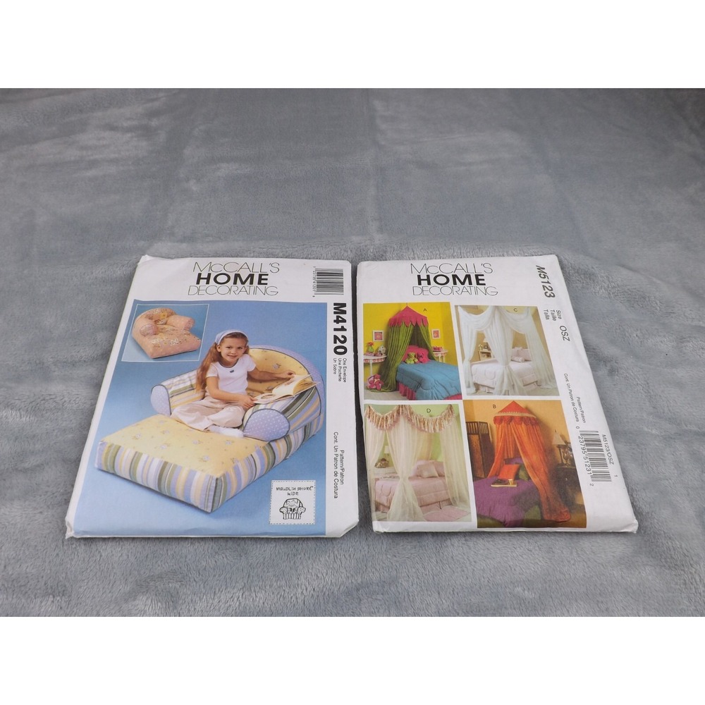McCall's Patters Kids Home Decorating Chaise Lounge‎ & Canopies New Set of Two